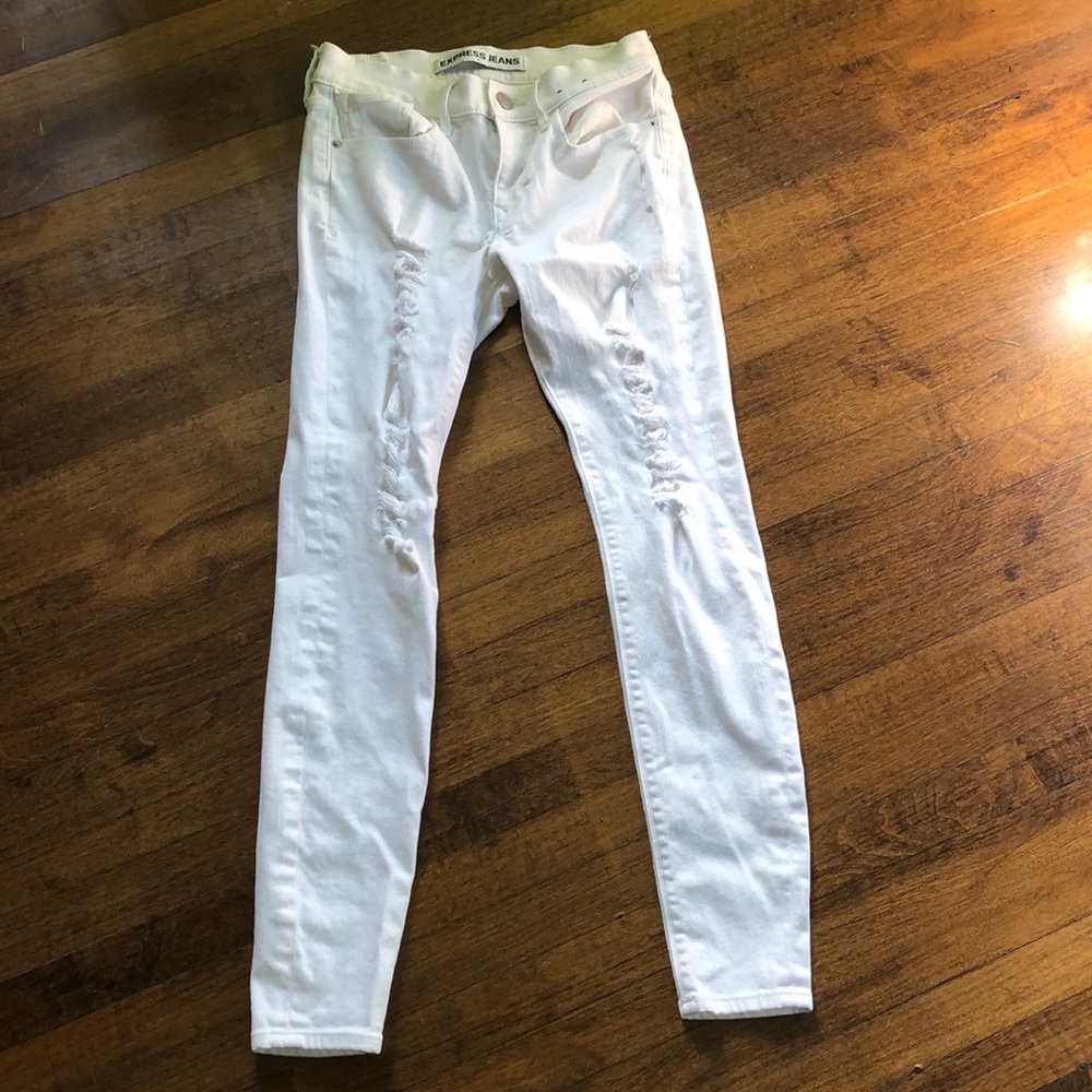 Express Jeans White Denim Mid Rise Legging Size 4